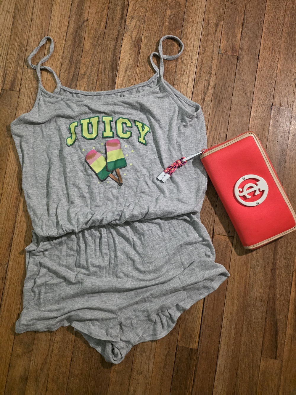 Juicy Couture Tank Romper with Ice Cream Pop Green&Pink Logo & Pink JC Wallet